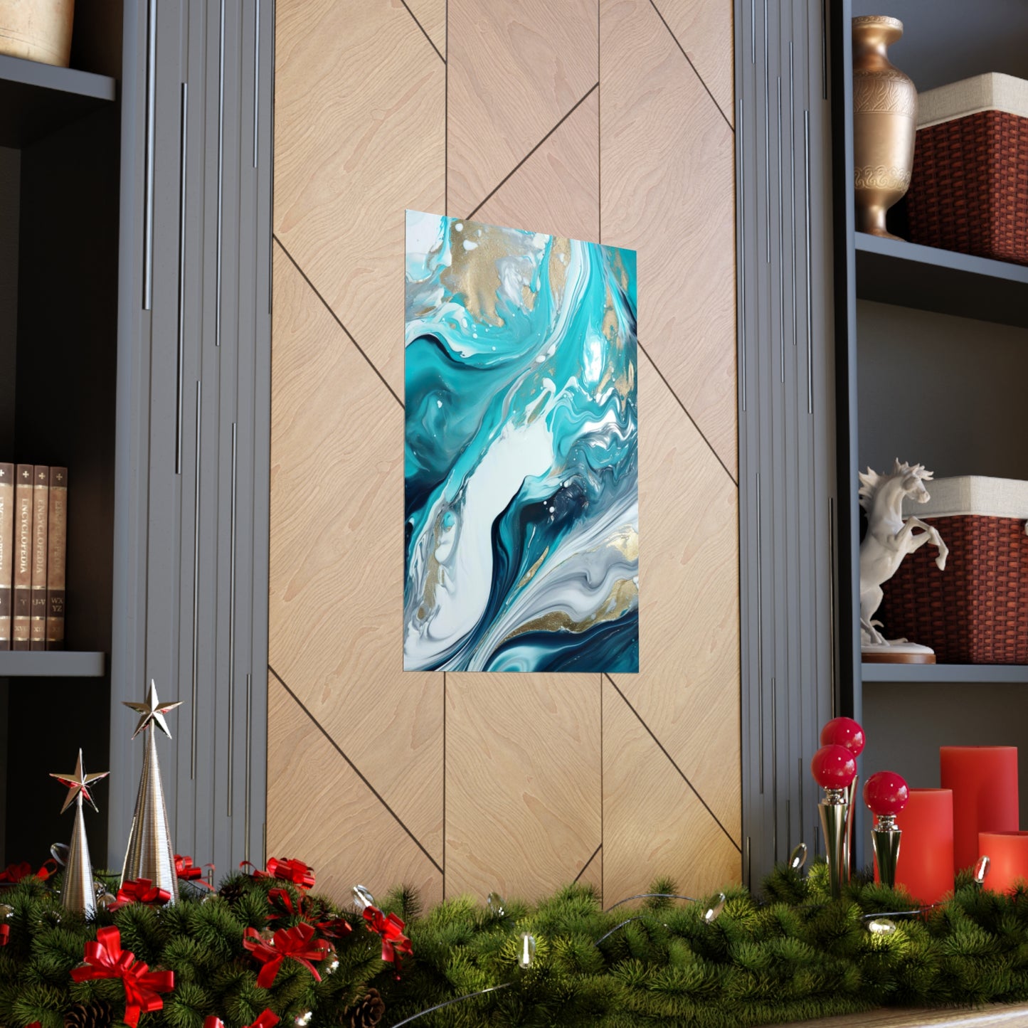 Waves Turquoise Modern Abstract Wall Art Poster