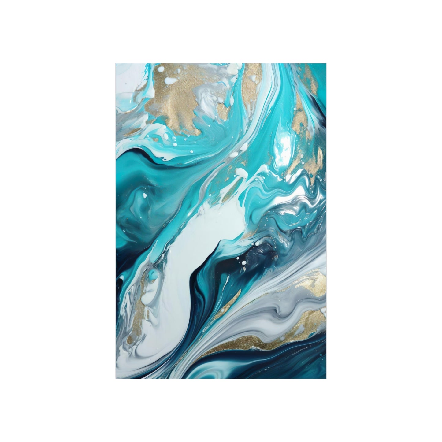 Waves Turquoise Modern Abstract Wall Art Poster