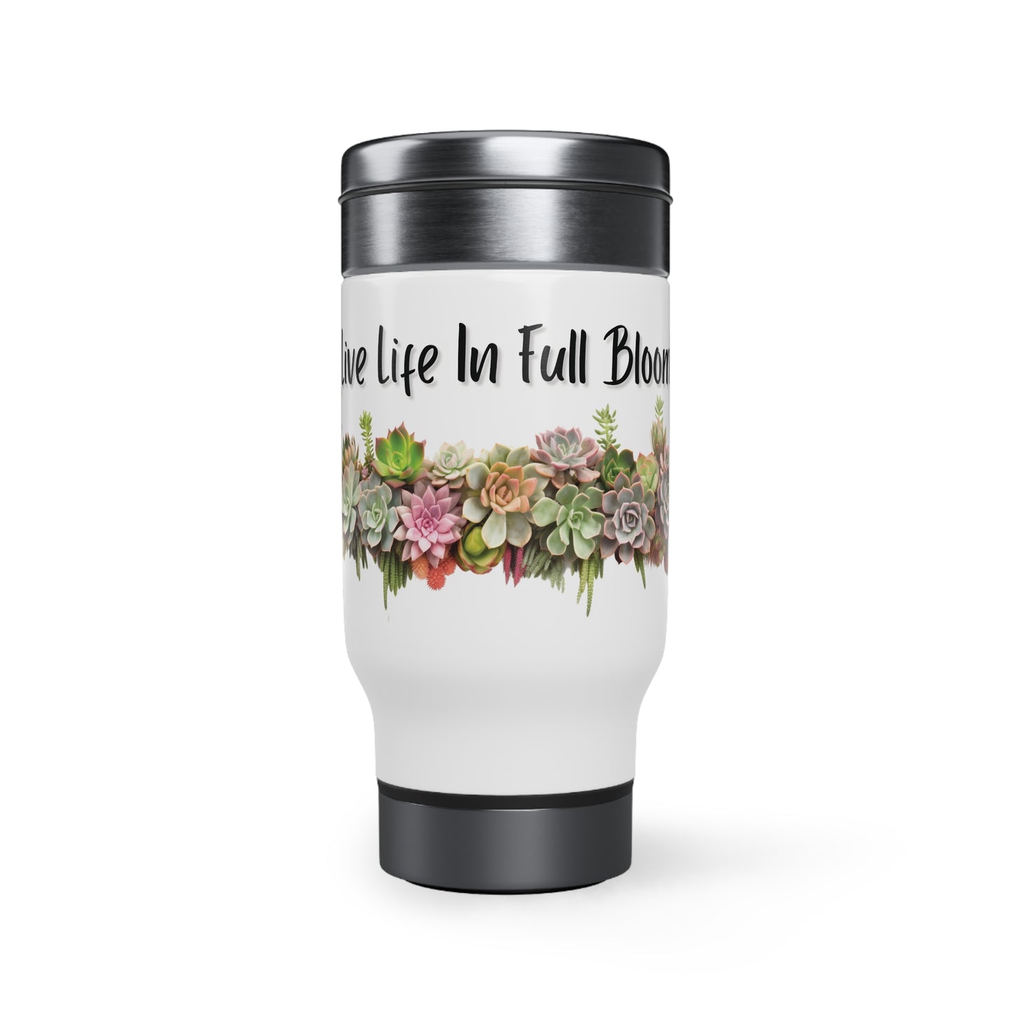 Beautiful Succulent Bouquet Steel Travel Mug with Handle, 14oz