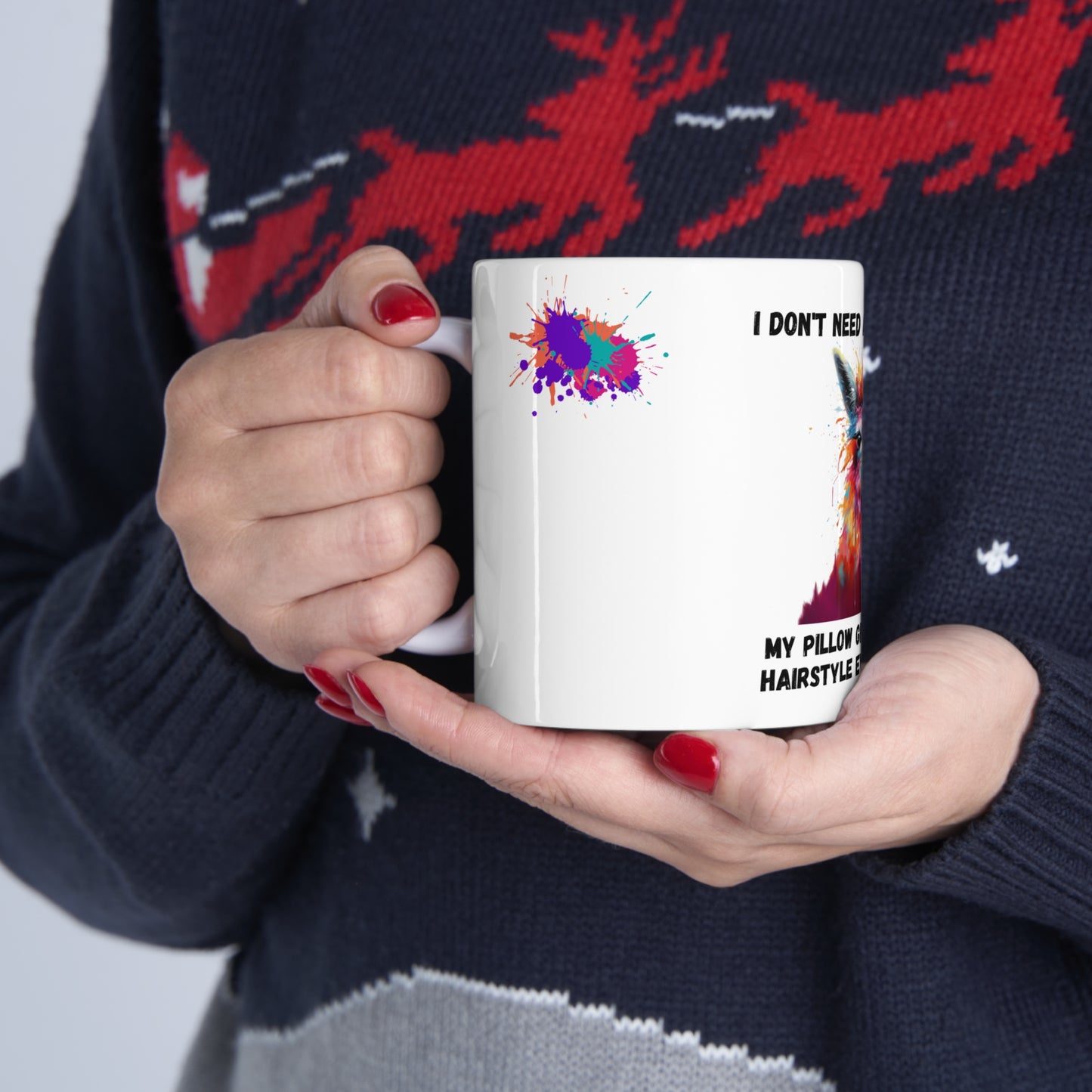 Splatter Paint Llama Coffee Mug 11oz