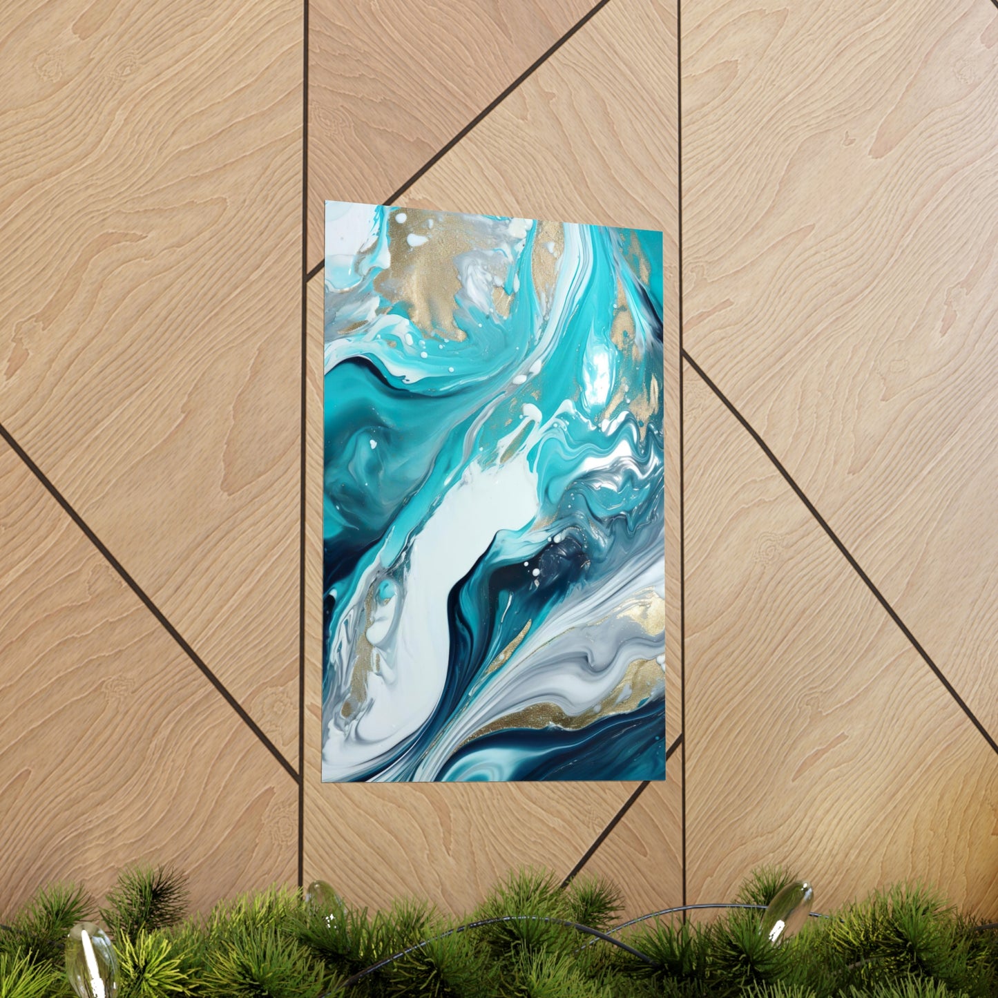 Waves Turquoise Modern Abstract Wall Art Poster