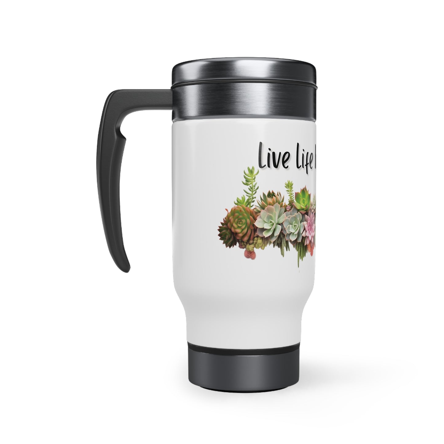 Beautiful Succulent Bouquet Steel Travel Mug with Handle, 14oz