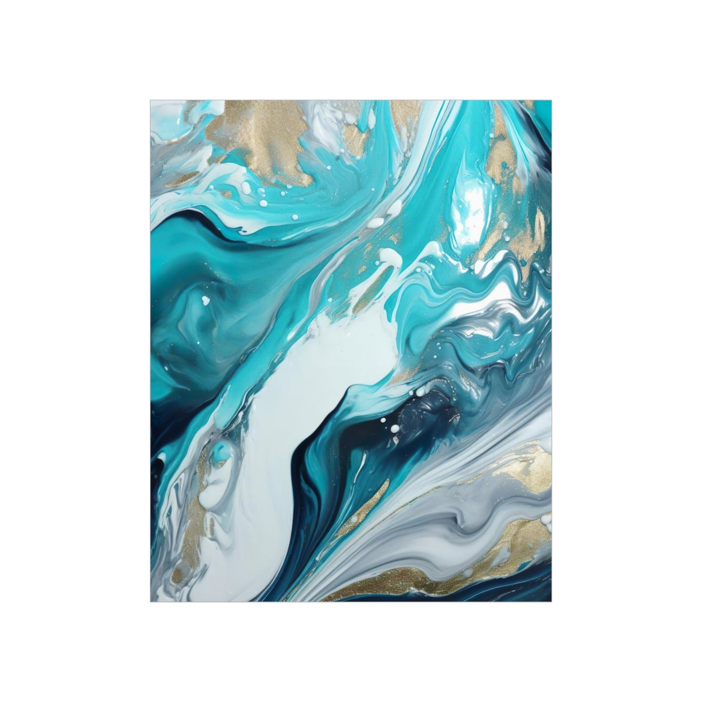 Waves Turquoise Modern Abstract Wall Art Poster