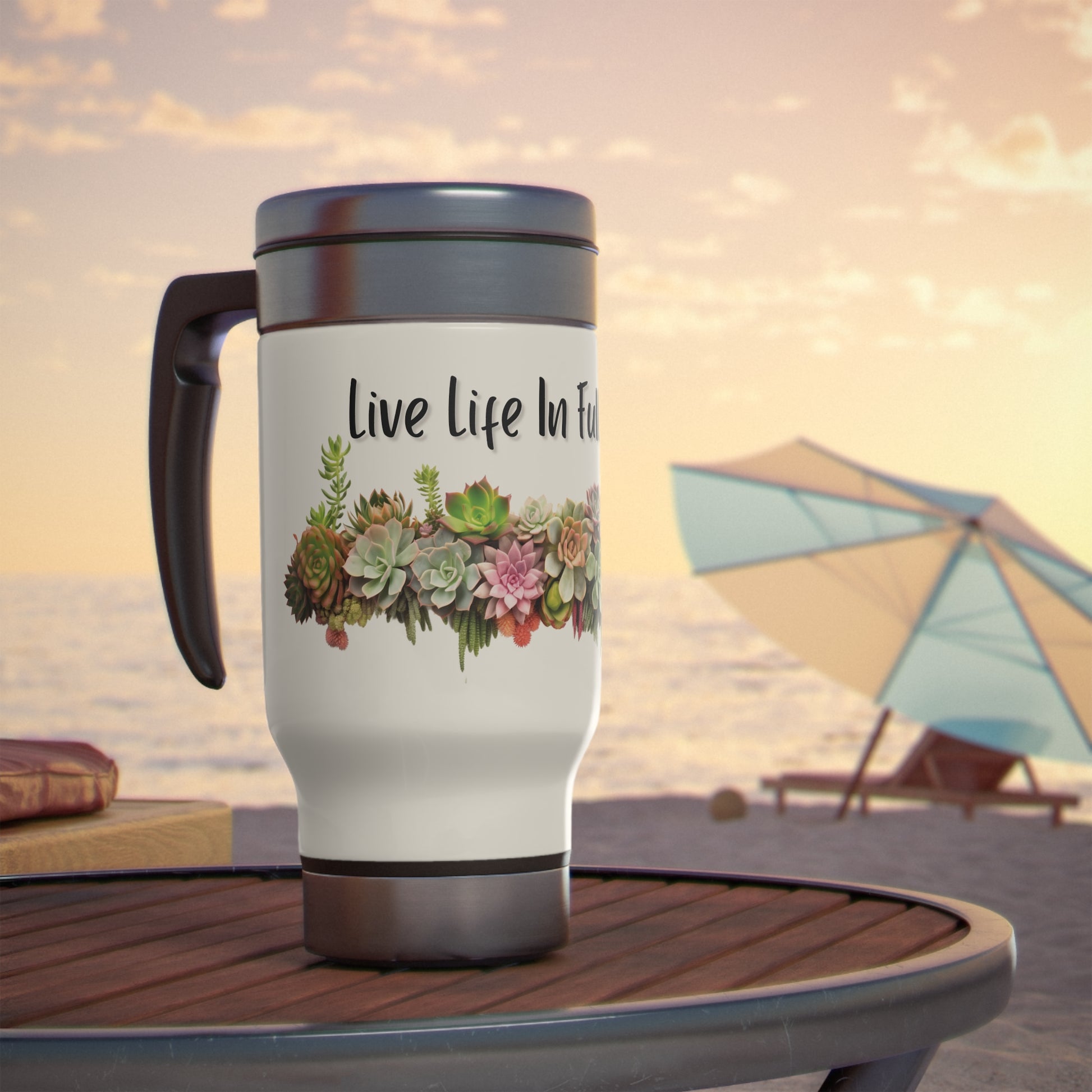 succulent travel mug Beautiful Succulent Bouquet Steel Travel Mug with Handle, 14oz – Tinted Reality Store