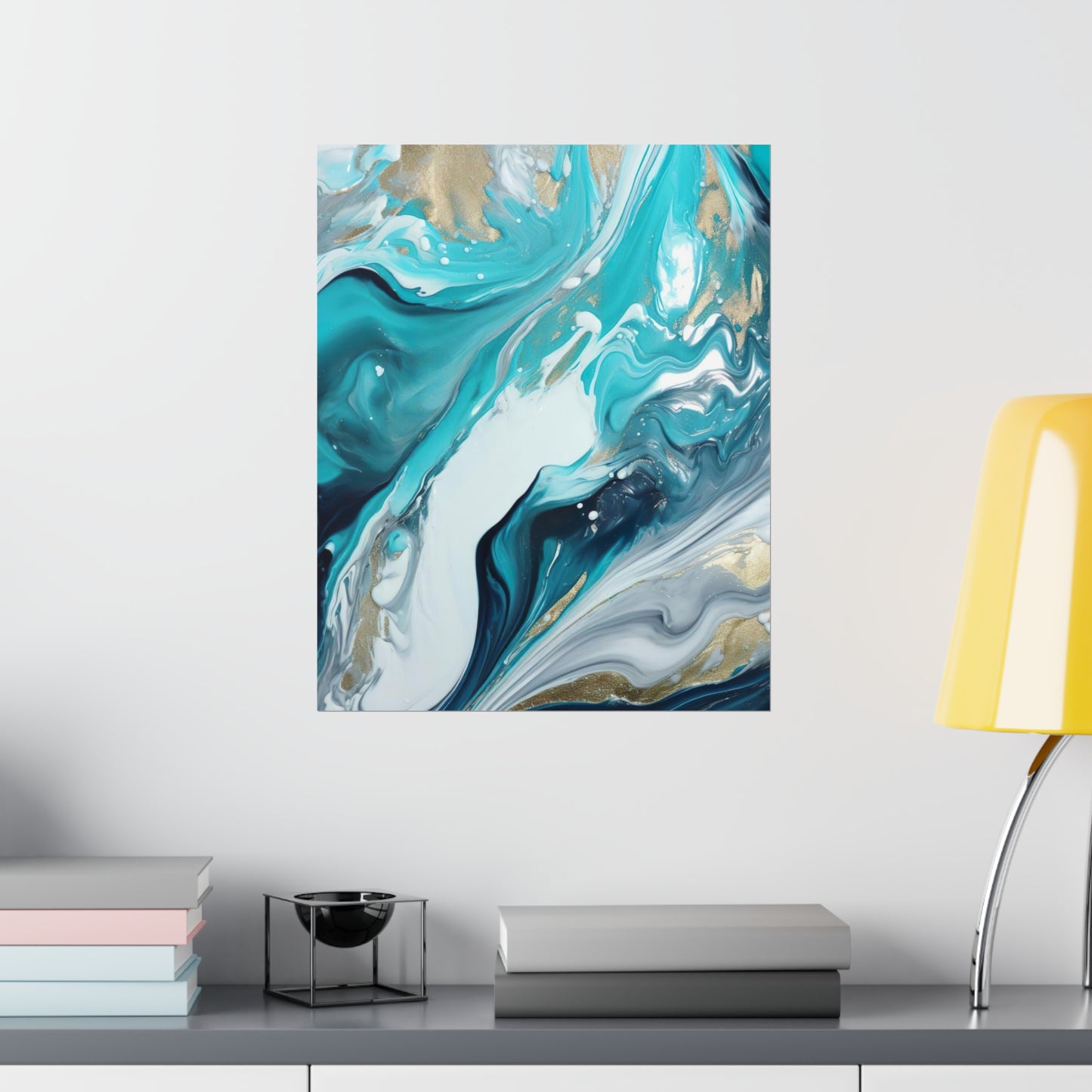 Waves Turquoise Modern Abstract Wall Art Poster