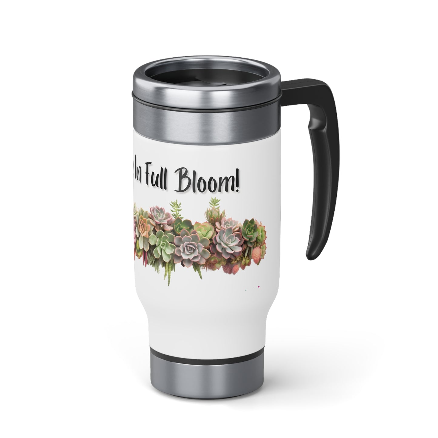 Beautiful Succulent Bouquet Steel Travel Mug with Handle, 14oz