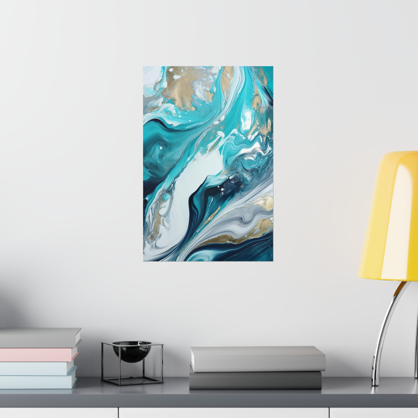 Waves Turquoise Modern Abstract Wall Art Poster