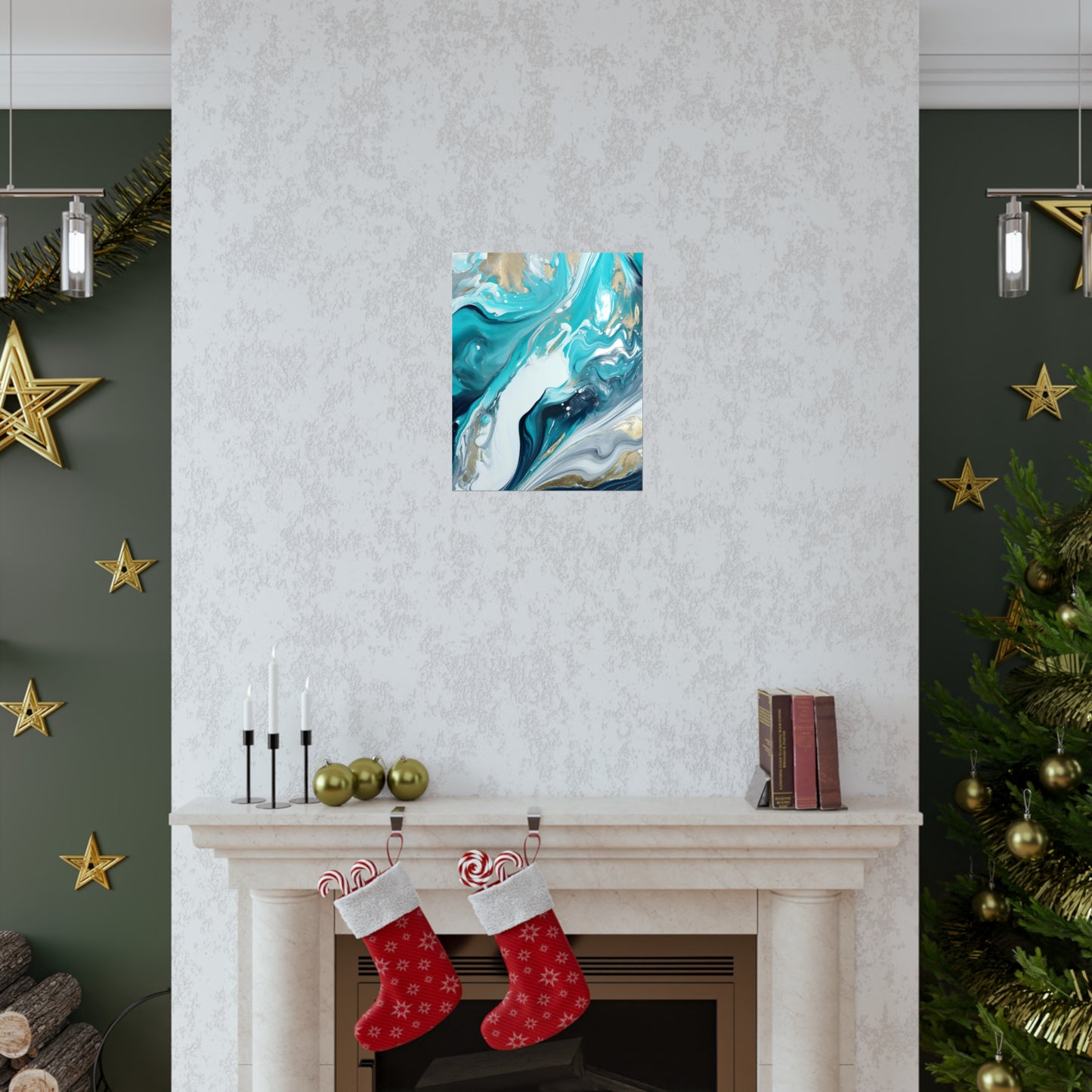 Waves Turquoise Modern Abstract Wall Art Poster