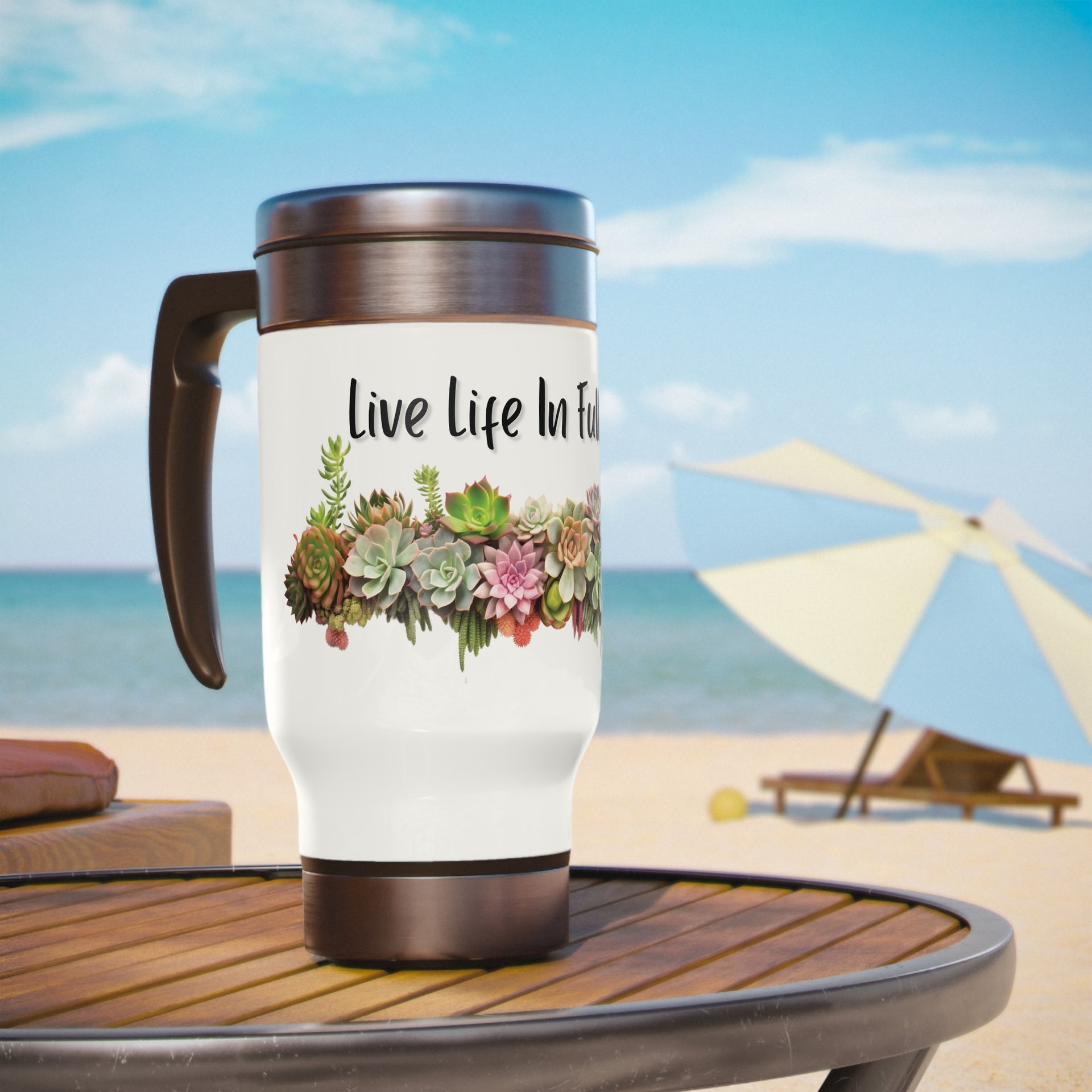 succulent travel mug Beautiful Succulent Bouquet Steel Travel Mug with Handle, 14oz – Tinted Reality Store