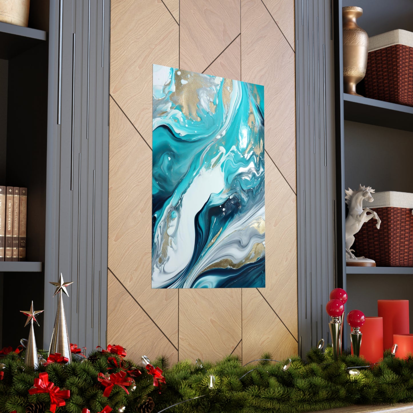 Waves Turquoise Modern Abstract Wall Art Poster