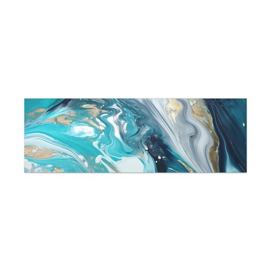 Beautiful Turquoise and Gold Abstract Acrylic Canvas Art